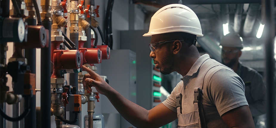 Inspector checking the energy efficiency of an industrial plant